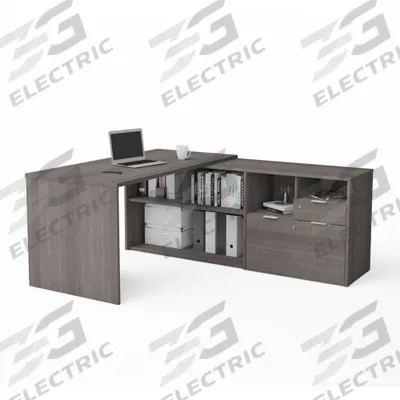 BESTAR L-Shaped Office Desk: Bark Grey, 71 1/8 in Overall Wd, 59 1/4 in Overall Dp - i3 Plus Series