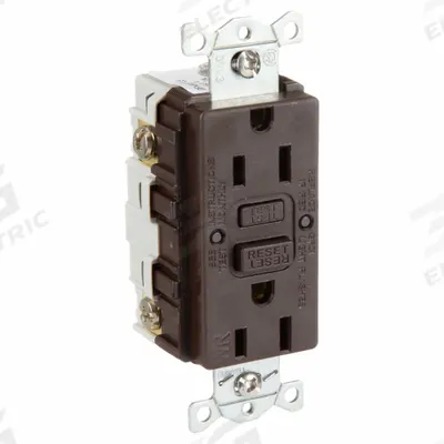 HUBBELL GFCI Receptacle: Duplex, 5-15, Brown, GFCI, 125V AC, 15 A, 2 Pole / 3 Wire (MPN GFRWR15) - General Purpose Receptacles