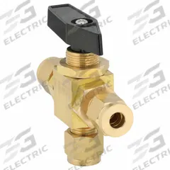APPROVED VENDOR Manual Three-Way Ball Valve: 1/4 in, Brass, T Flow, 1,500 psi Max. Pressure (CWP) (MPN G-PMYT-25). Key specifications — Brand: APPROVED VENDOR; Handle: Lever.
