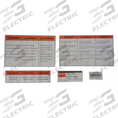 DAYTON Label Kit: For 5PKF4 - GGS Material Handling Parts
