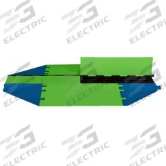 HI-VIZ CABLE PROTECTOR: 5 Channels, 1 1/4 in Max Cable Dia, 51 1/4 in Wd, 1 7/8 in Ht, 75 1/2 in Lg (MPN WSA-125-KIT2FLG). Key specifications — Connection Style: Dog Bone; Material: Polyurethane; Color: Blue (Side Ramp); Lime Green.