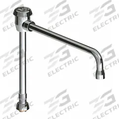 CHICAGO FAUCETS Spout: Spout, Gooseneck, Swivel Spout, Brass, Polished Chrome, Laminar, UNEF (MPN GN12BVBSWGJKABCP). Key specifications — Includes: Mounting Hardware; Product Type: Spout; Spout Style: Swivel; Body Material: Brass; Color/Finish: Polished Chrome; Brand: CHICAGO FAUCETS.