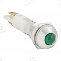 APPROVED VENDOR Raised Panel Light: 5/16 in Panel Mounting Hole Dia, LED, Green, Raised Head, M08 (MPN 24M044). Key specifications — Brand: APPROVED VENDOR; Electrical Connection: 0.11 Male Quick Disconnect.
