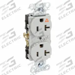 HUBBELL Receptacle: Duplex, 5-20, Gray, 125V AC, 20 A, 2 Pole / 3 Wire (MPN IG20CRGRY)