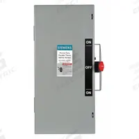 SIEMENS Safety Switch: Non-Fusible, 60 A, Three Phase, 600V AC, Galvanized Steel, Indoor (MPN DTNF362). Key specifications — attr867131: SIEMENS.