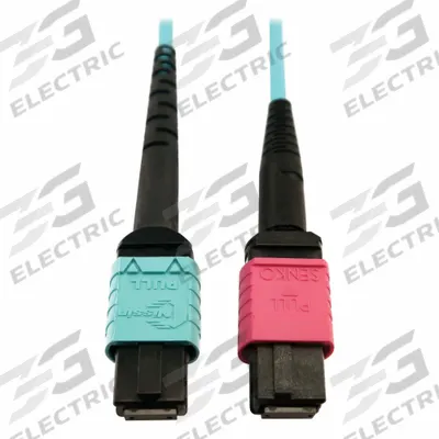 EATON TRIPP LITE Fiber Cable: (1) 24F MPO/PC Female (Aqua) x (1) 16F MPO/PC Female (Magenta) - MPO OM3 Fiber Optic Patch Cords