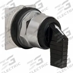 SCHNEIDER ELECTRIC Short-Handled Selector Switch: 30 mm Panel Mount Size, 2 Positions, E Cam (MPN 9001KS25B). Key specifications — Action: Momentary/Maintained; Cam: E; Brand: SCHNEIDER; Switch Bezel Material Type: Metallic.
