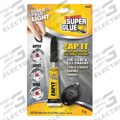 SUPER GLUE Instant Adhesive: Zapit, Gen Purpose, 0.14 fl oz, Tube, Clear - General Purpose Instant Adhesives