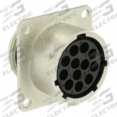 SOURIAU Electrical Connector: Trim Trio UTO 14, Square Flange Receptacle, 12 Contacts, 10 A (MPN UT001412SH6). Key specifications — Wire Size: 30 AWG to 14 AWG; Includes Contacts: Contacts Not Included; Brand: SOURIAU; Coupling Type: 1/3 Bayonet; IP Rating: IP69K; Series: Trim Trio UTO; Contact Gender: Female; Voltage Rating: 500V (CSA).