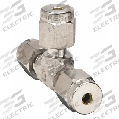 PARKER Compression Tee Fitting: 1/8 in OD x 1/8 in OD x 1/8 in OD Fitting Size - Double-Ferrule Stainless Steel Fittings