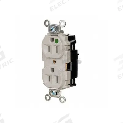 HUBBELL Receptacle: Hospital Grade, Duplex, 5-15R, Light Almond, 125V AC, 15 A - General Purpose Receptacles