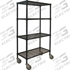 APPROVED VENDOR Wire Shelving Unit: 36 in x 24 in x 70 in, Dry, Split Sleeve, 4 Shelves, (4) Swivel (MPN 2HDK4). Key specifications — attr15738: Black; attr14157: Powder Coated; attr14150: Dry; attr14159: Square; attr5304: 4; attr14155: (4) Swivel; attr14158: Steel; attr14156: Polyurethane.