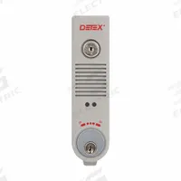 DETEX Exit Door Alarm: 9 V DC, Mortise, Gray, Plastic, Horn, 100 dB Sound Level (MPN EAX-300W GRAY W-CYL). Key specifications — Power Source: Battery; Brand: DETEX; Cylinder Type: Mortise; Sound Type: Horn; Alarm Body Color: Gray; Alarm Body Material: Plastic.
