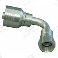 AEROQUIP Hydraulic Crimp Fitting: Steel x Steel, 90° Elbow, -8 For Hose Dash Size, JIC x Crimp (MPN 4SA8FJB8). Key specifications — Fitting Gender: Female x Genderless; Fitting Connection Type: JIC x Crimp; Thread Size: 3/4"-16; For Hose Dash Size: -8; Brand: AEROQUIP.