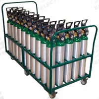 SAFTCART Medical Cylinder Cart: 2,400 lb, 50 Cylinder Capacity, 4 1/2 in Max. Tank Dia., Raised (MPN MDE-50V). Key specifications — Brand: SAFTCART; Caster/Wheel Configuration: (2) Rigid.
