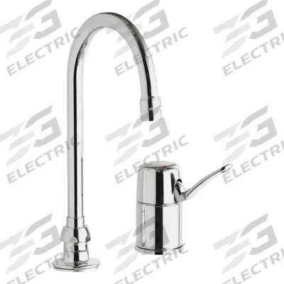 CHICAGO FAUCETS Gooseneck Bathroom Faucet: 2302, Cast Brass, Polished Chrome Finish - Off-Centered Handle Bathroom Faucets