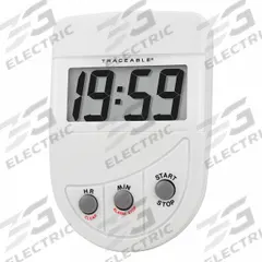 TRACEABLE Digital Timer: 1/2 in x 2 in x 3 1/2 in, 1/2 in Overall Dp, 2 in Overall Ht, LCD, Digital (MPN 5026). Key specifications — Clock Function Included: No; Count Direction: Count Down; Digital Display Screen Type: LCD; Alarm Type: Visual; Brand: TRACEABLE; Maximum Time Setting: 19 hrs, 59 minutes.