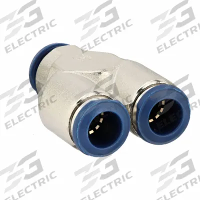 AIGNEP USA Push-Fit Wye Fitting: 3/8 in OD x 3/8 in OD x 3/8 in OD Size, Brass, Silver - Nickel-Plated Brass Tube Fittings