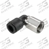 LEGRIS Push-Fit Elbow Fitting: 3/8 in OD x 1/2 in Pipe Size, Push-to-Connect x FNPT, Black (MPN 3009 60 22). Key specifications — Brand: LEGRIS; Thread Size A: 1/2".