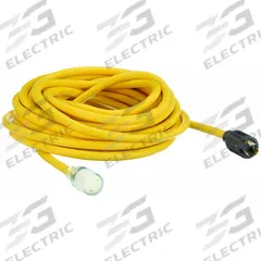 APPROVED VENDOR Extension Cord: Outdoor Use, 50 ft Lg, Outlet, L5-20P, 10/3, SJTOW, Yellow, 125V AC (MPN 4GAA2). Key specifications — Brand: APPROVED VENDOR; Temperature Rating: -58° to 194°F; NEMA Plug Configuration: L5-20P.