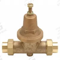 WILKINS Water Pressure Reducing Valve: FNPT x FNPT, 3/4 in Pipe Size, Bronze, 25 psi to 75 psi (MPN 34-70XLDU). Key specifications — Brand: WILKINS; Union Type: Double Union; Low-Lead Compliance: Low-Lead Compliant.
