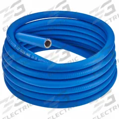 Hygienic PVC Coated Flex Conduit: 1/2 in Trade Size, Blue/White, 25 ft Nominal Lg (MPN S60500CTHG). Key specifications — Conduit Color: Blue; White; Brand: CALBRITE.