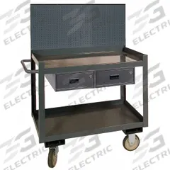 APPROVED VENDOR Mobile Workstation: 1,200 lb, 2 Shelves, Shelf Dim. 36 in L x 24 in W, Polyurethane (MPN RSC-2436-2-PB-2DR-95). Key specifications — Brand: APPROVED VENDOR; Caster/Wheel Configuration: (2) Swivel with Brake; Handle Type: Flat.
