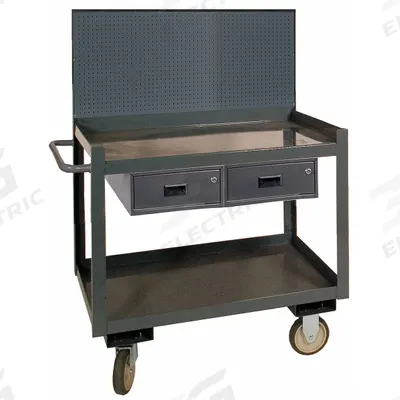 APPROVED VENDOR Mobile Workstation: 1,200 lb, 2 Shelves, Shelf Dim. 36 in L x 24 in W - Steel Mobile Workstations with Pegboard Storage