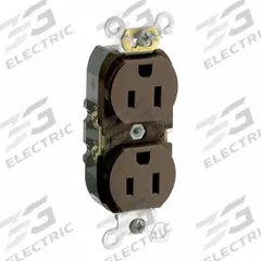 LEVITON Duplex Receptacle Outlet: Duplex, 5-15, Brown, 125V AC, 15 A, 2 Pole / 3 Wire (MPN CR015)