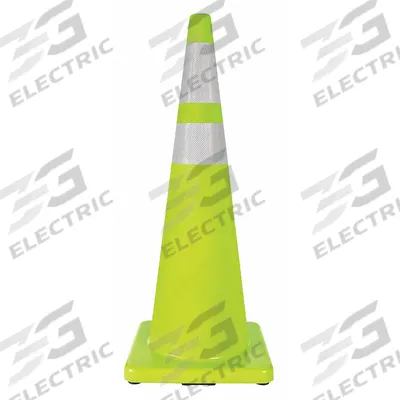 APPROVED VENDOR Traffic Cone with Bands: 36 in Cone Ht, Green, High-Intensity Prismatic - Traffic Cones for Non-Roadway Use