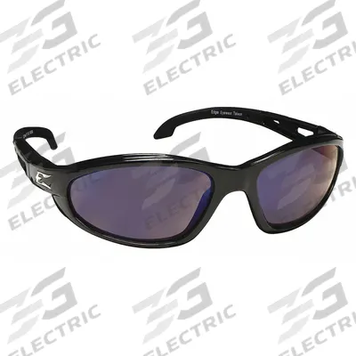 EDGE EYEWEAR Safety Glasses: Blue Lens, Full-Frame, Metal Detectable, Black Frame - Padded Comfort-Fit Safety Glasses