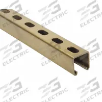 Strut Channel - Slotted: Steel, Zinc-Plated, 12 ga Gauge, 10 ft Overall Lg, Gold (MPN FS-200SS GD 120.00). Key specifications — Material: Steel; Color: Gold; Finish: Zinc-Plated; Hole Size: 9/16 in x 1-1/8 in; Hole Spacing: 2 in Center to Center; Slot Type: Slotted; Brand: APPROVED VENDOR.