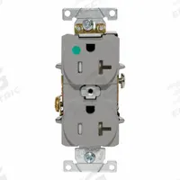 LEVITON Duplex Receptacle Outlet: Hospital Grade, Duplex, 5-20R, Gray, 125V AC, 20 A (MPN T8300-GY)