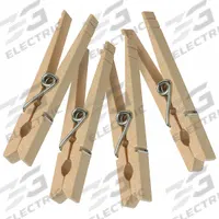 HONEY-CAN-DO Clothespins: Wood, 3/8 in Overall Ht, 1/2 in Overall Wd, 3 1/4 in Overall Lg, Natural (MPN DRY-01375). Key specifications — attr1035840: Natural; attr1035846: Wood; attr1035852: Clothespins; attr1044045: HONEY-CAN-DO.