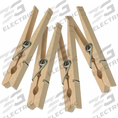 HONEY-CAN-DO Clothespins: Wood, 3/8 in Overall Ht, 1/2 in Overall Wd, 3 1/4 in Overall Lg - Drying Racks & Clotheslines