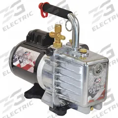 JB INDUSTRIES Vacuum Pump: 7 cfm, 15 micron Ultimate Vacuum, 240V AC, A2L Compatible, Male, Flare (MPN DV-200N-250). Key specifications — Plug Configuration: 6-15P; Brand: JB INDUSTRIES; Number of Stages: Two-Stage; Product Type: Vacuum Pump.