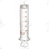 FORTUNA Reusable Glass Syringe: 50 mL Capacity - mL, Luer Slip, Borosilicate Glass, Reusable (MPN 7.102-45). Key specifications — Attachment Type: Luer Slip; Plunger Material: Borosilicate Glass; Tip Material: Borosilicate Glass; Barrel Material: Borosilicate Glass; Brand: FORTUNA; Compatible Needles: Sharp, Tri-Bevel Needles; Includes Needles: No; Replaceable Tip: No.