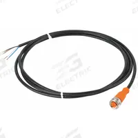 Cordset: M12 Female Straight X Bare Wire, 5 Pins, Black, PUR, 2 m Cable Lg, 4 A Max Current (A) (MPN EVC001). Key specifications — Cable Jacket Color: Black; End 1 Gender: Female; End 1 Mounting Orientation: Straight; End 2 Connection Type: Bare Wire; IP Rating: IP67; Brand: IFM; Wire Size: 22 AWG; Cable Jacket Material: PUR.
