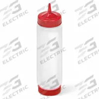 VOLLRATH Squeeze Bottle: 24 oz Capacity, 2 1/8 in Opening Dia, 11 3/16 in Overall Ht, NSF Certified (MPN 49242-130202). Key specifications — Dishwasher Safe: Yes; Brand: VOLLRATH; Color: Clear/Red.