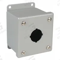 WIEGMANN Push Button Enclosure: 30mm, 1 Holes, Carbon Steel, NEMA 4 (MPN PB1). Key specifications — attr211299: WIEGMANN; attr1043605: Washdown-Corrosion-Resistant.