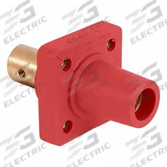 Single Pole Receptacle: Red, Straight Taper Nose Mating, Half Round with Tapped Hole Termination (MPN 16R20-UR). Key specifications — Series: 16; Receptacle Gender: Female; Brand: LEVITON.