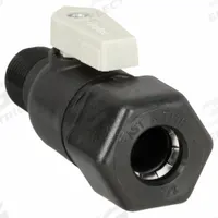 PARKER Manual Two-Way Ball Valve: 3/8 in, Polypropylene, Straight, Sweat x MNPT, Full Port Ball Port (MPN FTPPB8VMC6). Key specifications — Brand: PARKER; Handle: Lever.