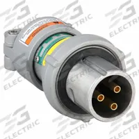 APPLETON ELECTRIC Pin and Sleeve Plug: Gray, 250V DC/600V AC, Three Phase, 30 A, 3 Pole, 3 Wire (MPN ACP3033BC). Key specifications — Brand: APPLETON ELECTRIC.