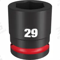 MILWAUKEE Standard Impact Socket: 3/4 in Drive Size, Metric, 29 mm Socket Size, 6-Point, Std (MPN 49-66-6367). Key specifications — attr1215501: MILWAUKEE; attr1215515: Black Phosphate; attr1215518: 29 mm.