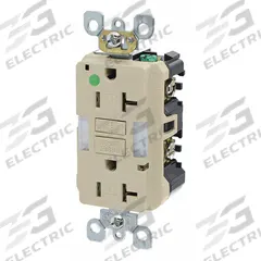 LEVITON GFI Receptacle: Hospital Grade Fed. Spec., Decorator Duplex, 5-20R, Ivory, GFCI, 125V AC (MPN GFNL2-HGI)