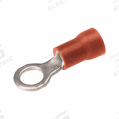 BURNDY Vinyl Ring Terminal For 22 - 16 AWG: Red, Vinyl Insulation, #6 Stud Size - Insulated Ring Terminals