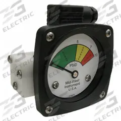 MIDWEST INSTRUMENT 3-Color Differential Pressure Indicator: 1,000 psig Max. Static Pressure, 522 (MPN 522P-010-LE). Key specifications — Brand: MIDWEST INSTRUMENT; Accuracy: ±5% of Full Scale; Sensor Material: Buna-N; Housing Material: Acetal Plastic; Transition Points: 0 psid to 5 psid (Green) / 5 psid to 7 psid (Yellow) / 7 psid to 10 psid (Red).