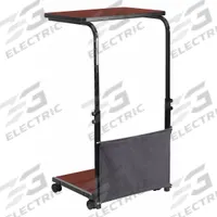 FLASH FURNITURE Adjustable-Height Computer Stand: 46 3/4 in Max Desktop Ht, 27 1/2 in Min Desktop Ht (MPN MT-6288-1-GG). Key specifications — Caster/Glide Type: (4) Locking; Brand: FLASH FURNITURE; Frame Color: Black; Desktop Color: Red; Adjustment Mechanism: Manual; Frame Material: Steel; Desktop Material: Laminate; Standards: ANSI/BIFMA.