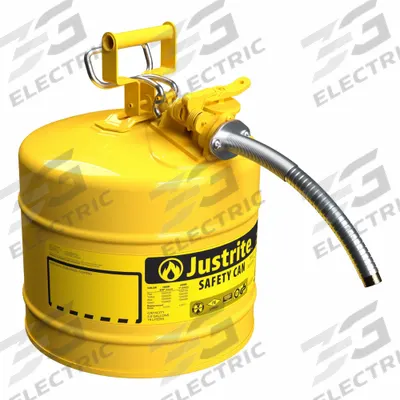 JUSTRITE TYPE II SAFETY CAN: For Use With Diesel, 5 gal Capacity, Includes 1 in OD Hose - Diesel Safety Cans
