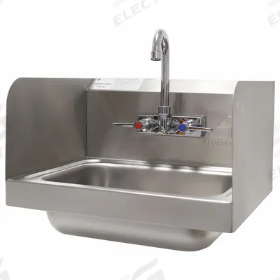 ADVANCE TABCO Hand Sink: 1 Stations, 5 in Bowl Dp, 14 in Bowl Lg, 10 in Bowl Wd - One-Station Wall-Mounted Hand Sinks with Faucets